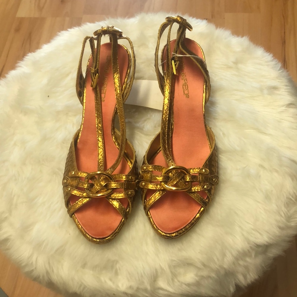 Gold Bronze Low Heels